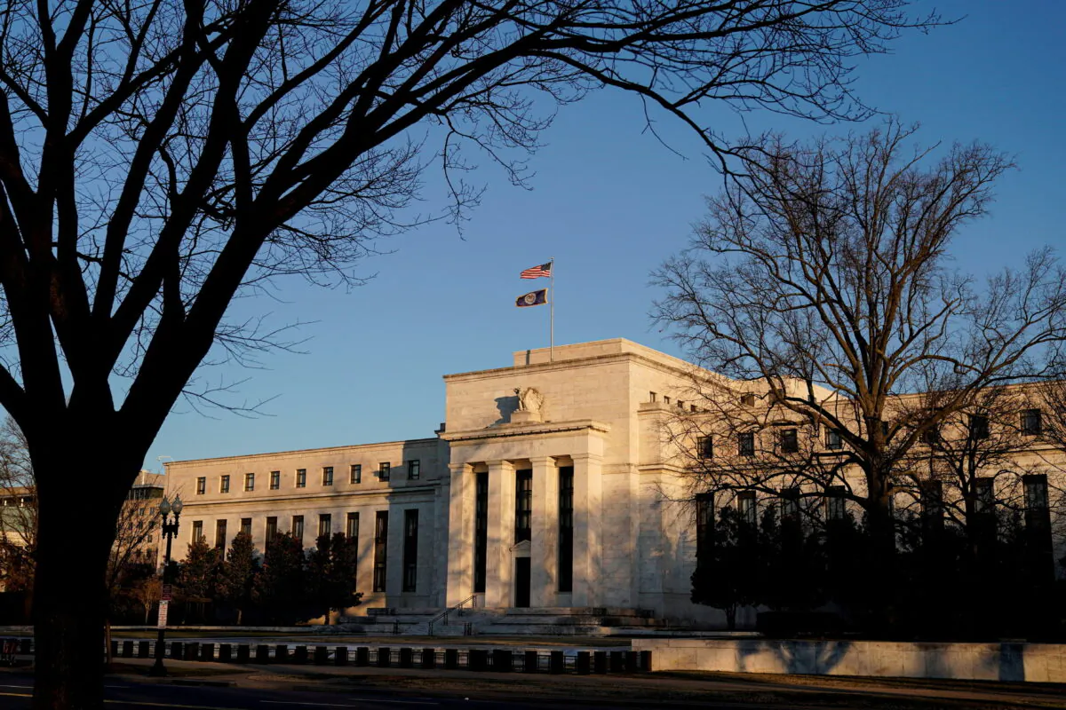 The Federal Reserve building in Washington on Jan. 26, 2022. (Joshua Roberts/Reuters)