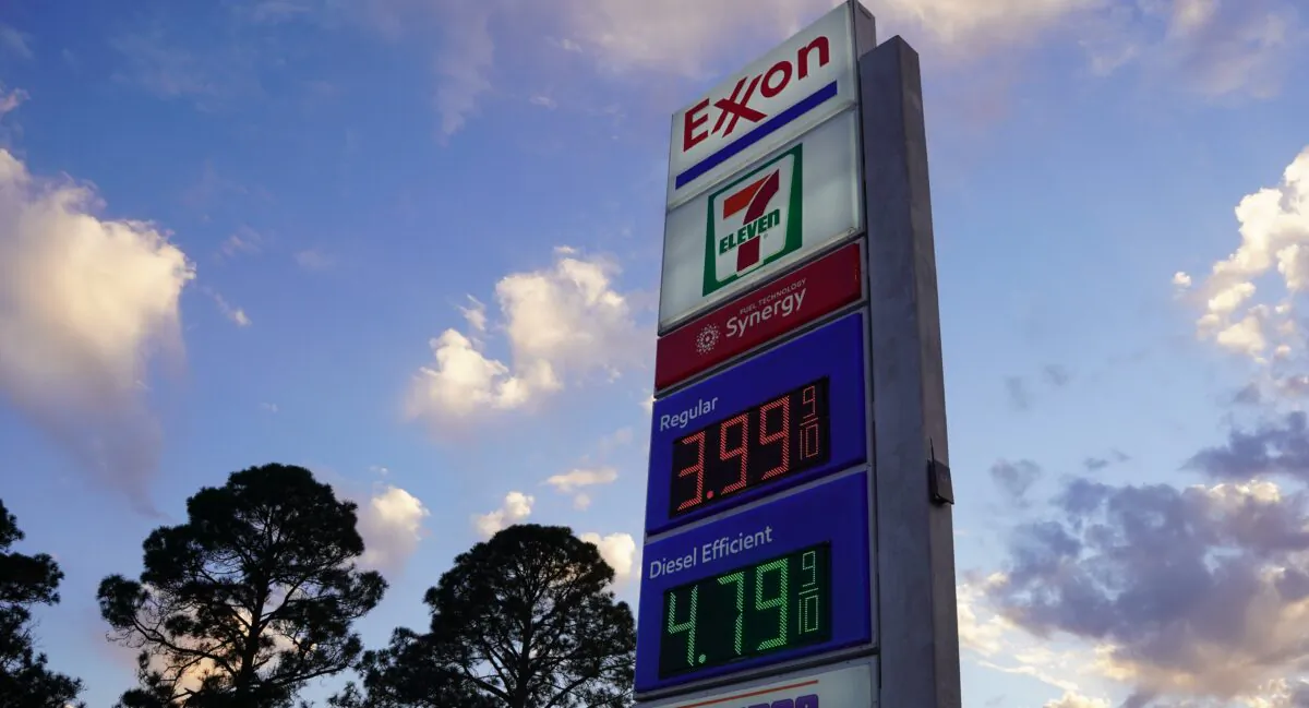 Gas prices went up at least 10 cents a gallon in less than 24 hours at many East Texas gas stations on March 9, 2022, forcing local residents cut travel and vacation plans. (Patrick Butler/The Epoch Times)
