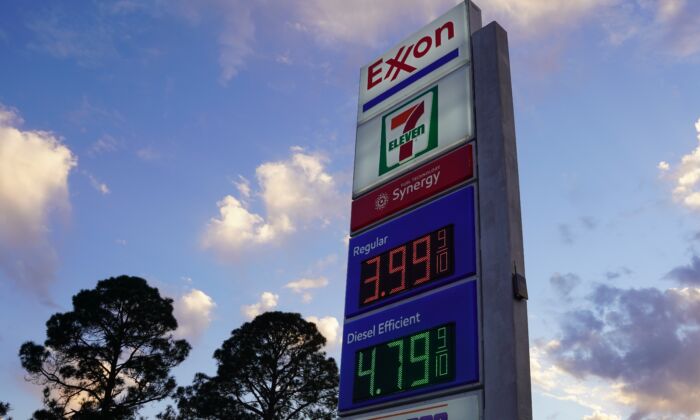 Gas prices went up at least 10 cents a gallon in less than 24 hours at many East Texas gas stations on March 9, 2022, forcing local residents cut travel and vacation plans. (Patrick Butler/The Epoch Times)