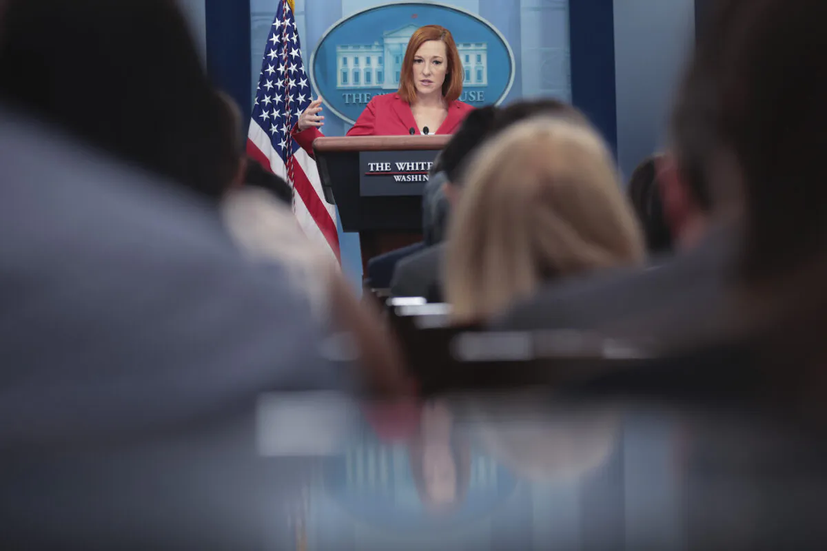 White House press secretary Jen Psaki answers questions during a daily briefing in Washington, D.C. on March 7, 2022. (Win McNamee/Getty Images)