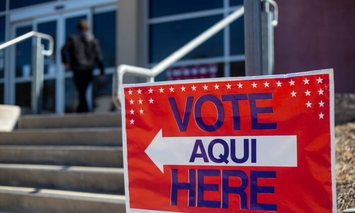 People vote at a library in Austin, Texas, on March 1, 2022. (Montinique Monroe/Getty Images)