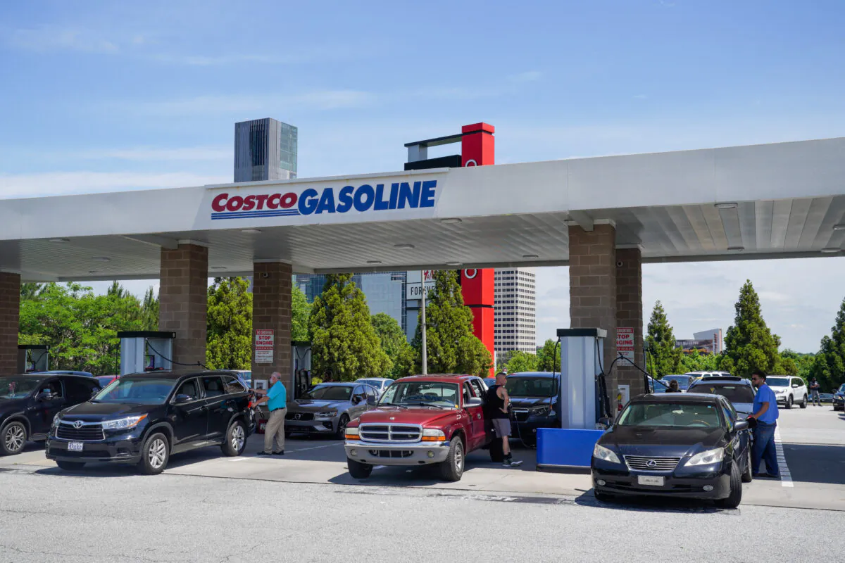 Consumers pump gas at a Costco gas station in Atlanta on May 11, 2021. (Elijah Nouvelage/AFP via Getty Images)