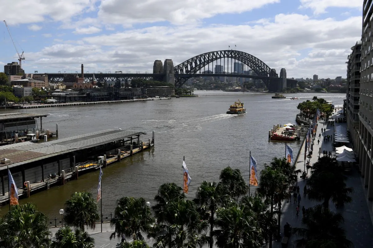 Water pollution is seen in the Sydney Harbour, Australia, March 10, 2022. (AAP Image/Bianca De Marchi)