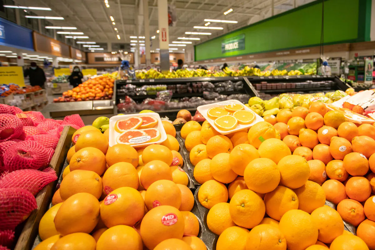 The produce section at a grocery store in Halifax, N.S., on Jan. 28, 2022. (The Canadian Press/Kelly Clark)