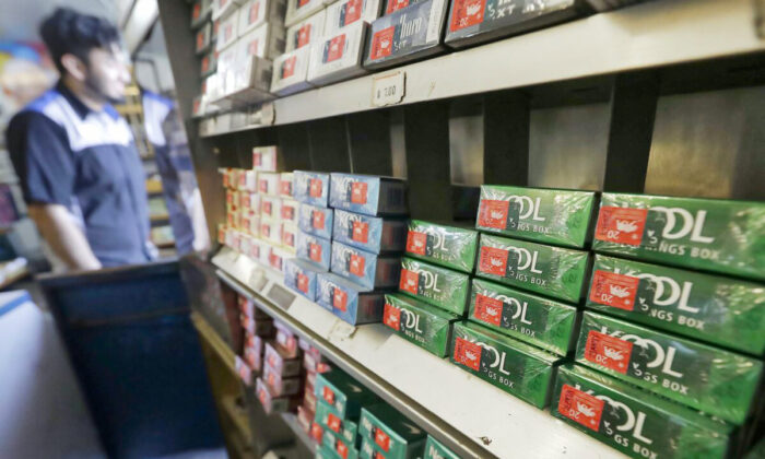 This file photo shows packs of menthol cigarettes and other tobacco products at a store in San Francisco, Calif., on May 17, 2018. (AP Photo/Jeff Chiu)