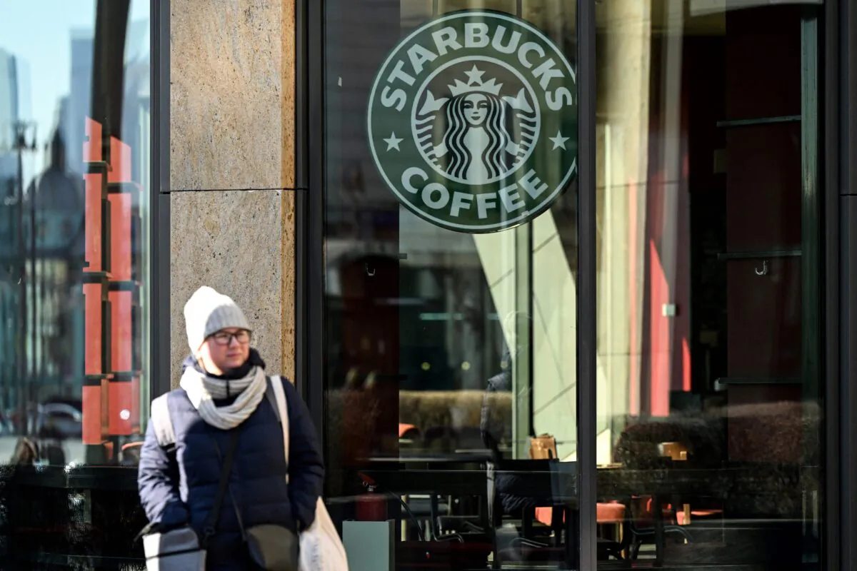 A view of a closed Starbucks coffee shop in Moscow, Russia on March 10, 2022. (AFP via Getty Images)