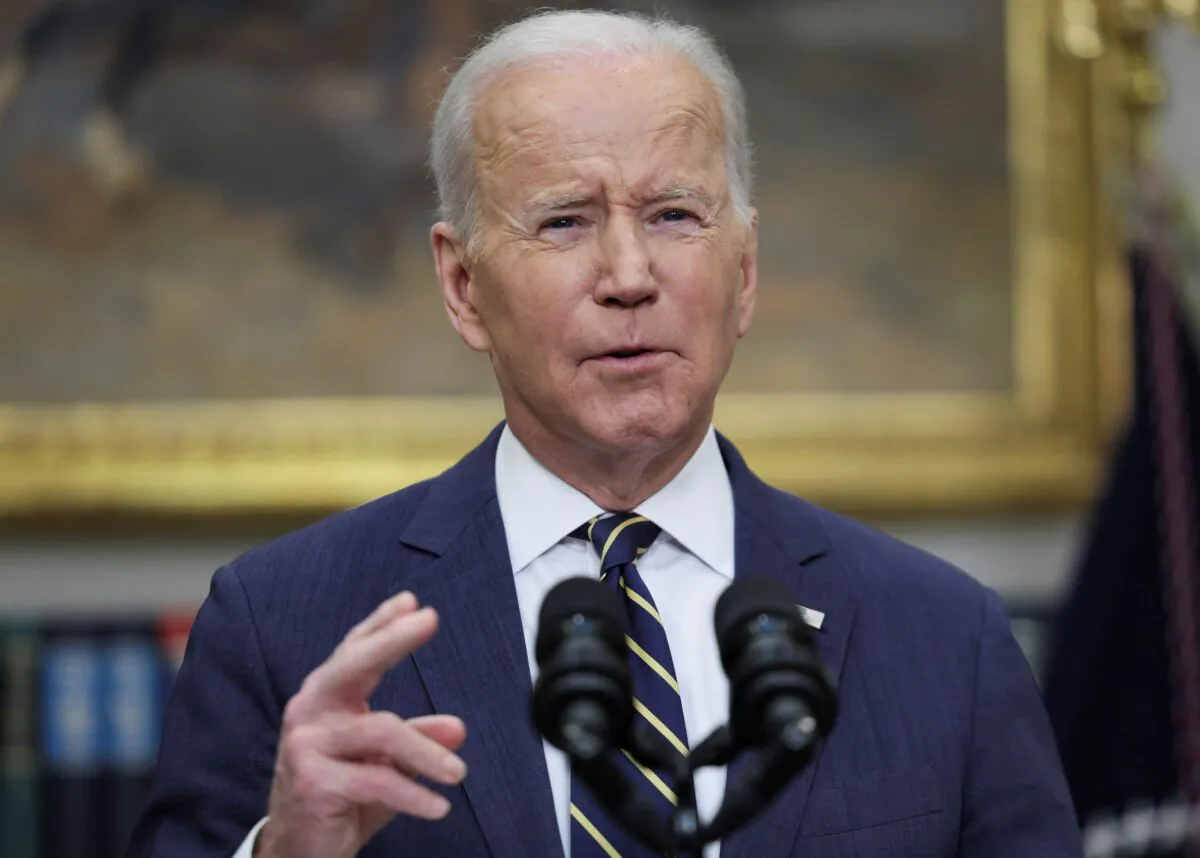 U.S. President Joe Biden announces new actions against Russia for its war on Ukraine, during remarks in the Roosevelt Room at the White House in Washington, on March 11, 2022. (Evelyn Hockstein/Reuters)