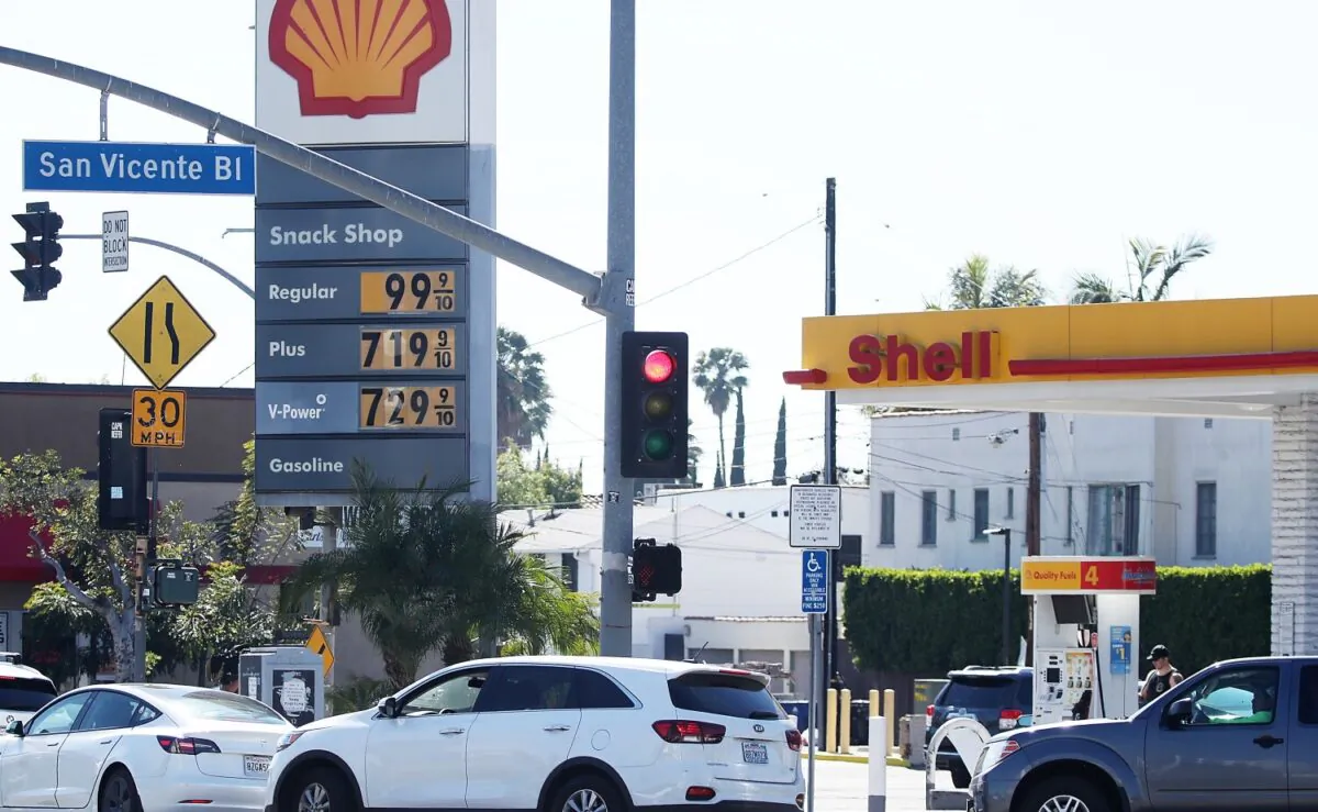 The price for super unleaded gasoline reached $7.29 a gallon at this Mid-City Shell station in Los Angeles, Calif., on March 7, 2022. (Luis Sinco/Los Angeles Times via TCA)