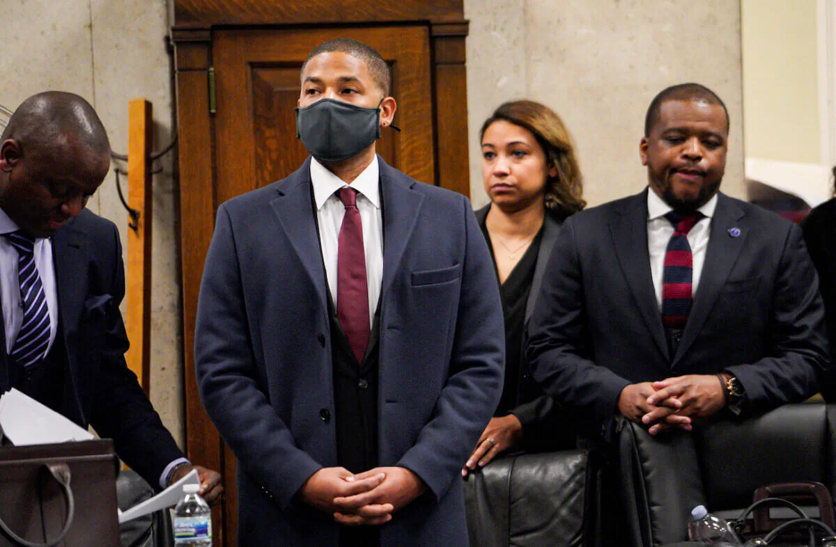 Actor Jussie Smollett appears at his sentencing hearing at the Leighton Criminal Court Building, in Chicago, Il., on March 10, 2022. (Brian Cassella/Pool/Chicago Tribune)