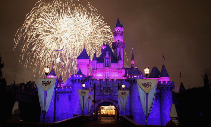 Fireworks explode over The Sleeping Beauty Castle at Disneyland Park in Anaheim, Calif., on May 4, 2005. (Frazer Harrison/Getty Images)