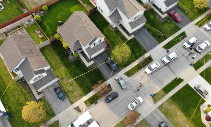 An aerial photograph shows the scene of the fatal shooting of a teenager in Columbus, Ohio on April 20, 2021. (Ohio BCI)