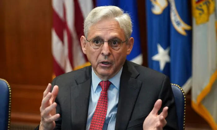 Attorney General Merrick Garland convenes a Justice Department component heads meeting in Washington on March 10, 2022. (Kevin Lamarque/Pool/AFP via Getty Images)
