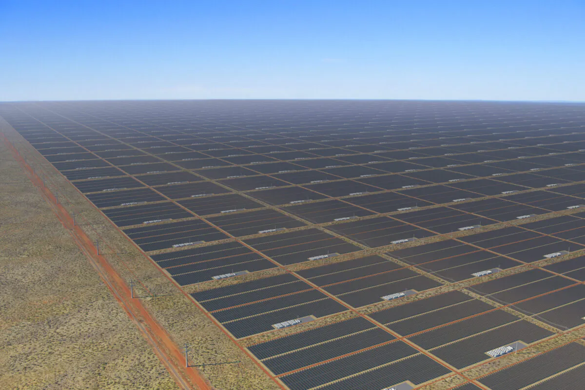 Render of the Australia-Asia Power Link (AAPowerLink) solar precinct. (Sun Cable)