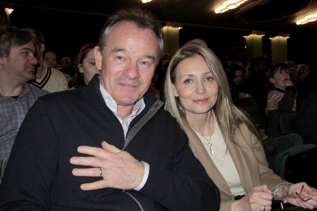 James and Ibtissem Cole at the matinee of Shen Yun in London on March 13, 2022. (Mary Mann/The Epoch Times)