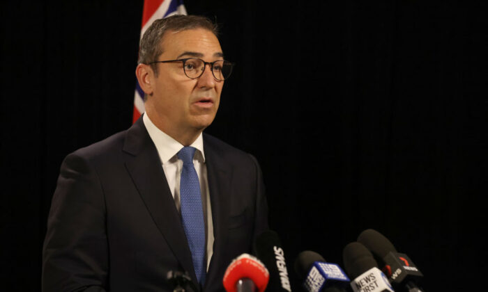 South Australian Premier Steven Marshall speaks to the media at the daily Covid update press conference on July 21, 2021 in Adelaide, Australia. (Photo by Kelly Barnes/Getty Images)