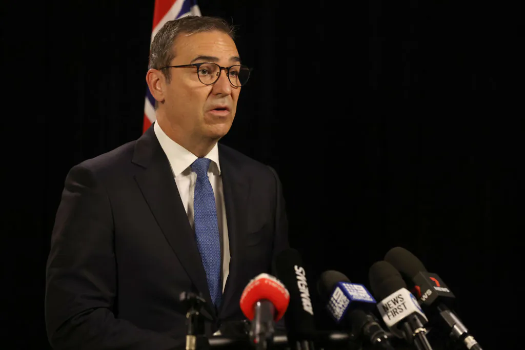 South Australian Premier Steven Marshall speaks to the media at the daily Covid update press conference on July 21, 2021 in Adelaide, Australia. (Photo by Kelly Barnes/Getty Images)