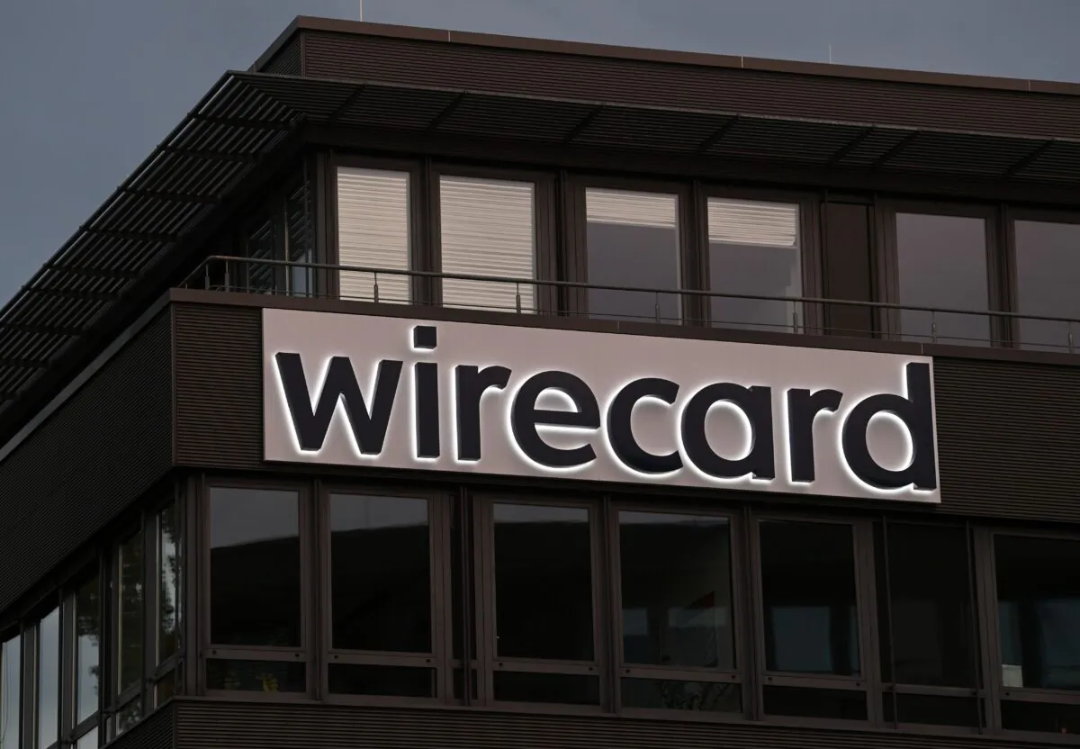 The Wirecard logo is seen at a building of the company's headquarters in Aschheim near Munich on Sept. 2, 2020. (Christof Stache/AFP via Getty Images)