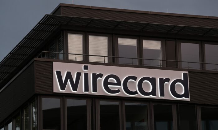 The Wirecard logo is seen at a building of the company's headquarters in Aschheim near Munich on Sept. 2, 2020. (Christof Stache/AFP via Getty Images)