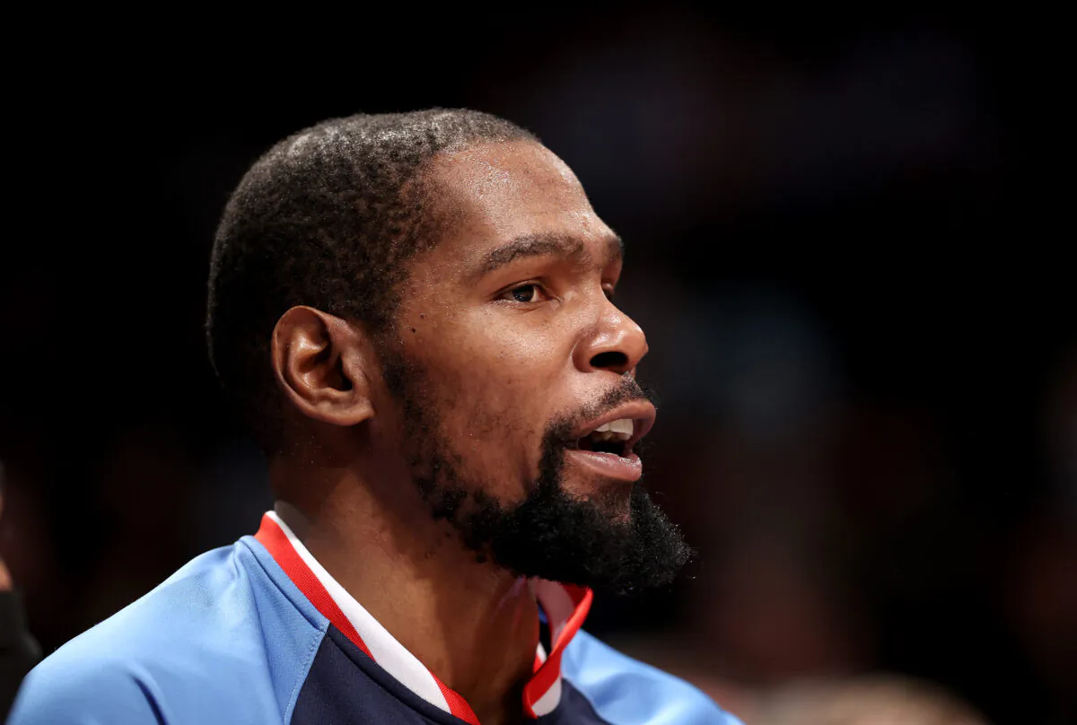 Kevin Durant of the Brooklyn Nets speaks in New York City in a file image. (Elsa/Getty Images)