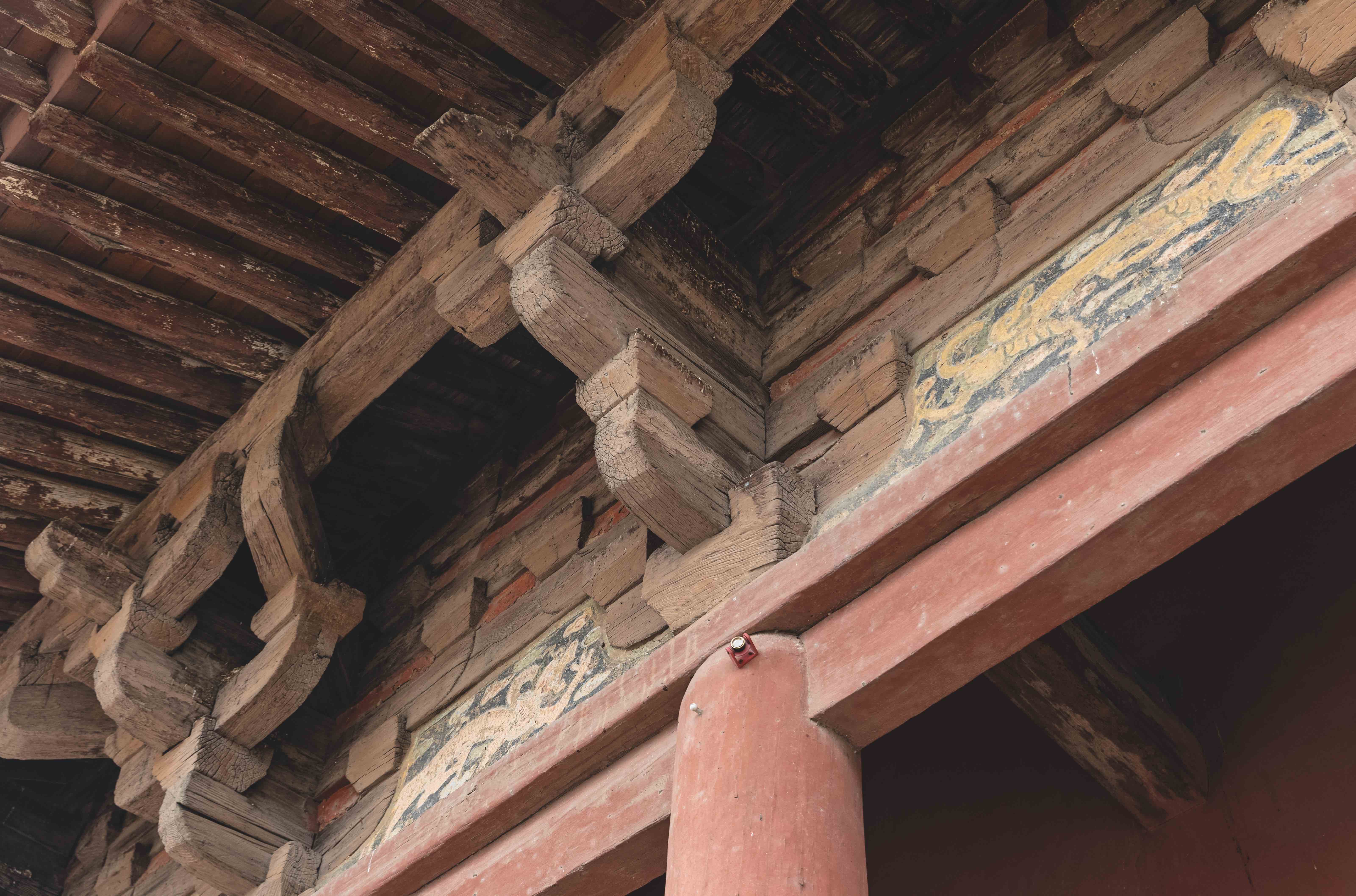 Detailed dougong (brackets) supports of Yingxian Wooden Pagoda