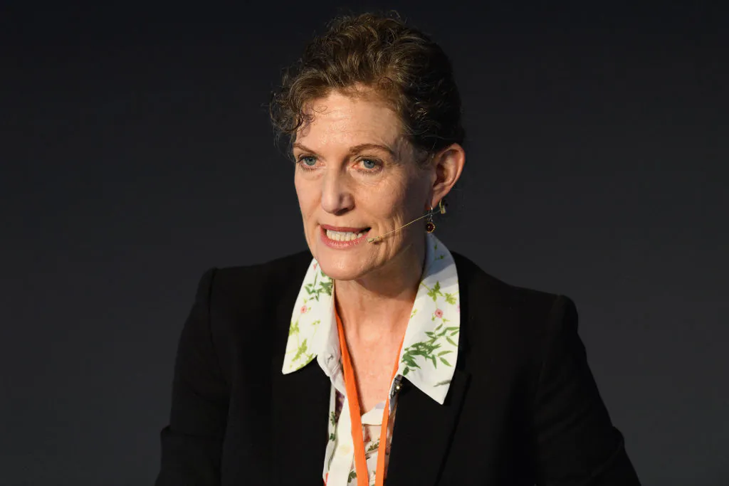 NZSIS Director-General of Security Rebecca Kitteridge speaks during He Whenua Taurikura at Christchurch Town Hall in New Zealand, on June 15, 2021. (Kai Schwoerer/Getty Images)