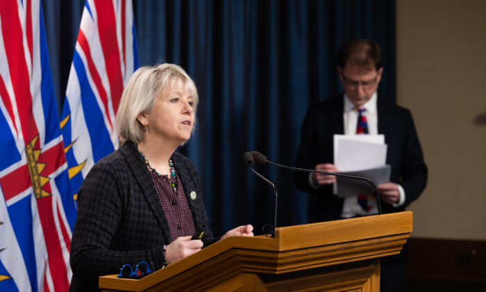 B.C.’s Chief Provincial Health Officer Dr. Bonnie Henry and Health Minister Adrian Dix provide an update on COVID-19 on March 10, 2022. (B.C. Ministry of Health)