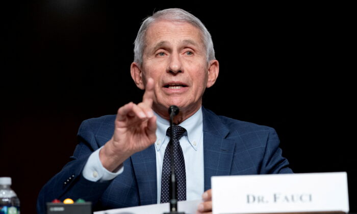 Dr. Anthony Fauci, director of the National Institute of Allergy and Infectious Diseases, responds to questions during a congressional hearing in Washington. (Greg Nash/Pool via Reuters)