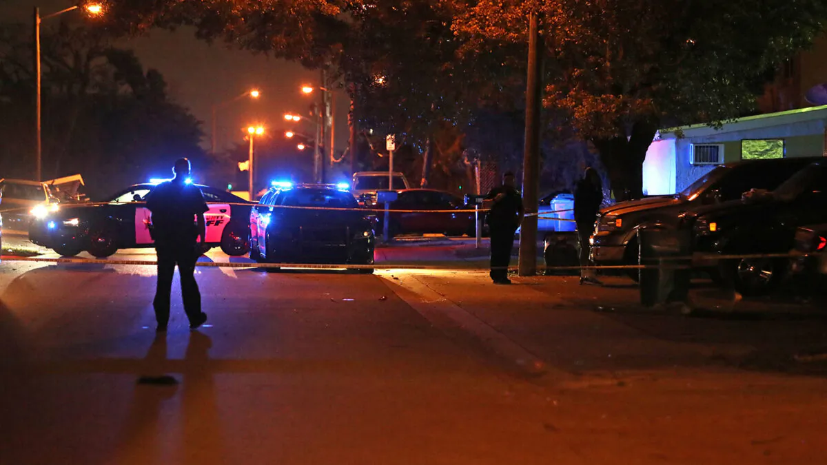 Law enforcement officials work the scene in the 1600 block of Southwest 40th Terrace near Fort Lauderdale, Fla., on March 13, 2022. (John McCall/Sun Sentinel/TNS)