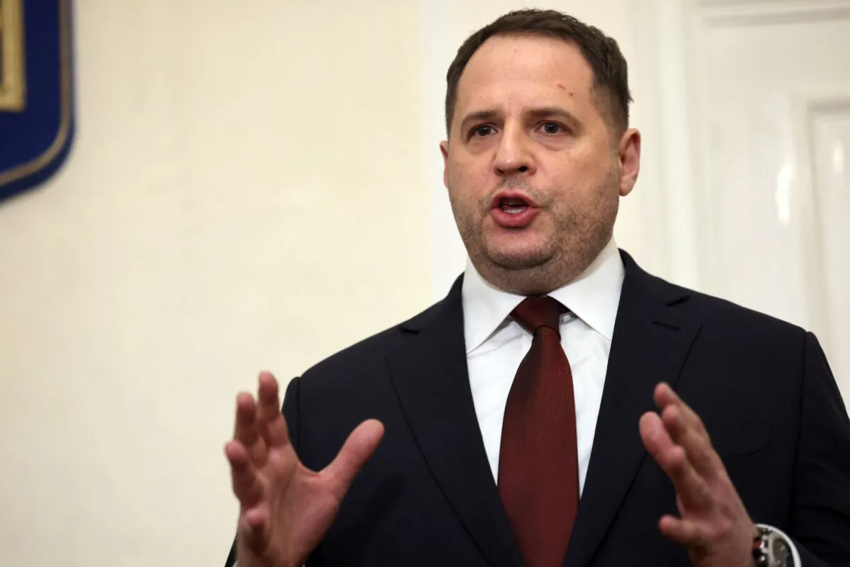 Andriy Yermak at the Ukrainian Ambassador's residence in Paris on Jan. 26, 2022. (Thomas Coex/AFP via Getty Images)