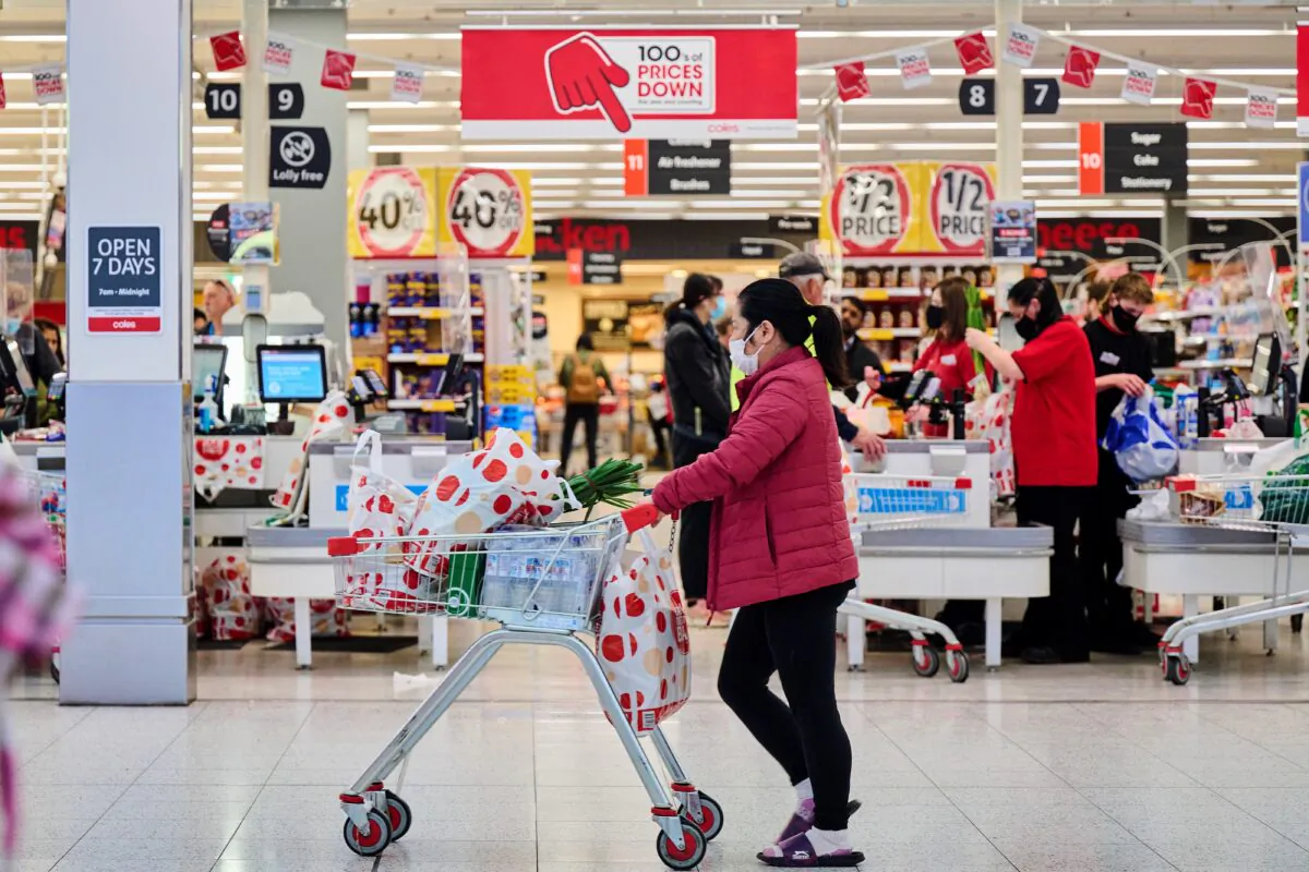 Residents shop at a supermarket in Canberra, Australia, on Aug. 12, 2021. (Rohan Thomson/AFP via Getty Images)