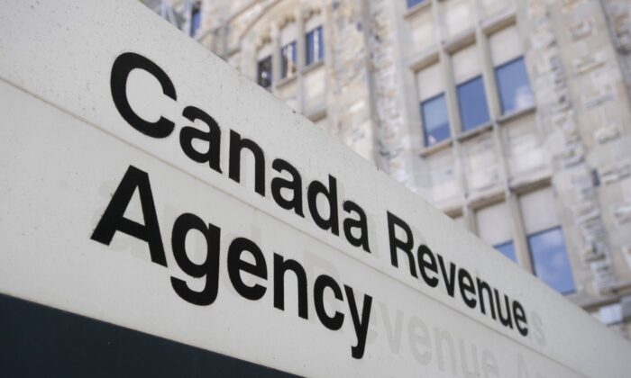 A sign outside the Canada Revenue Agency is seen May 10, 2021 in Ottawa. (The Canadian Press/Adrian Wyld)
