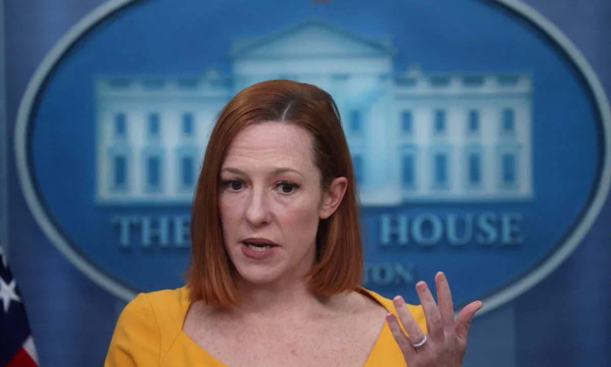 White House Press Secretary Jen Psaki holds a press briefing at the White House in Washington on March 15, 2022. (Leah Millis/File Photo/Reuters)