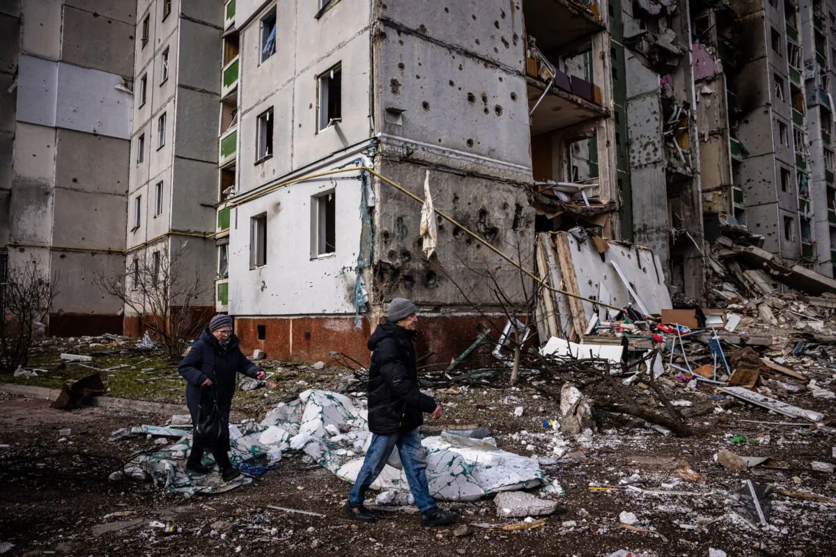 Damaged buildings in Chernihiv, Ukraine, in a file image. (Dimitar Dilkoff/AFP via Getty Images)