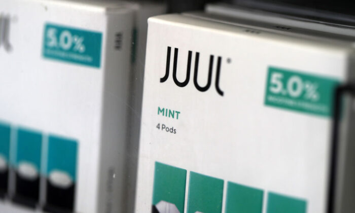 Packages of Juul mint flavored e-cigarettes are displayed at San Rafael Smokeshop in San Rafael, Calif., on Nov. 07, 2019. (Justin Sullivan/Getty Images)