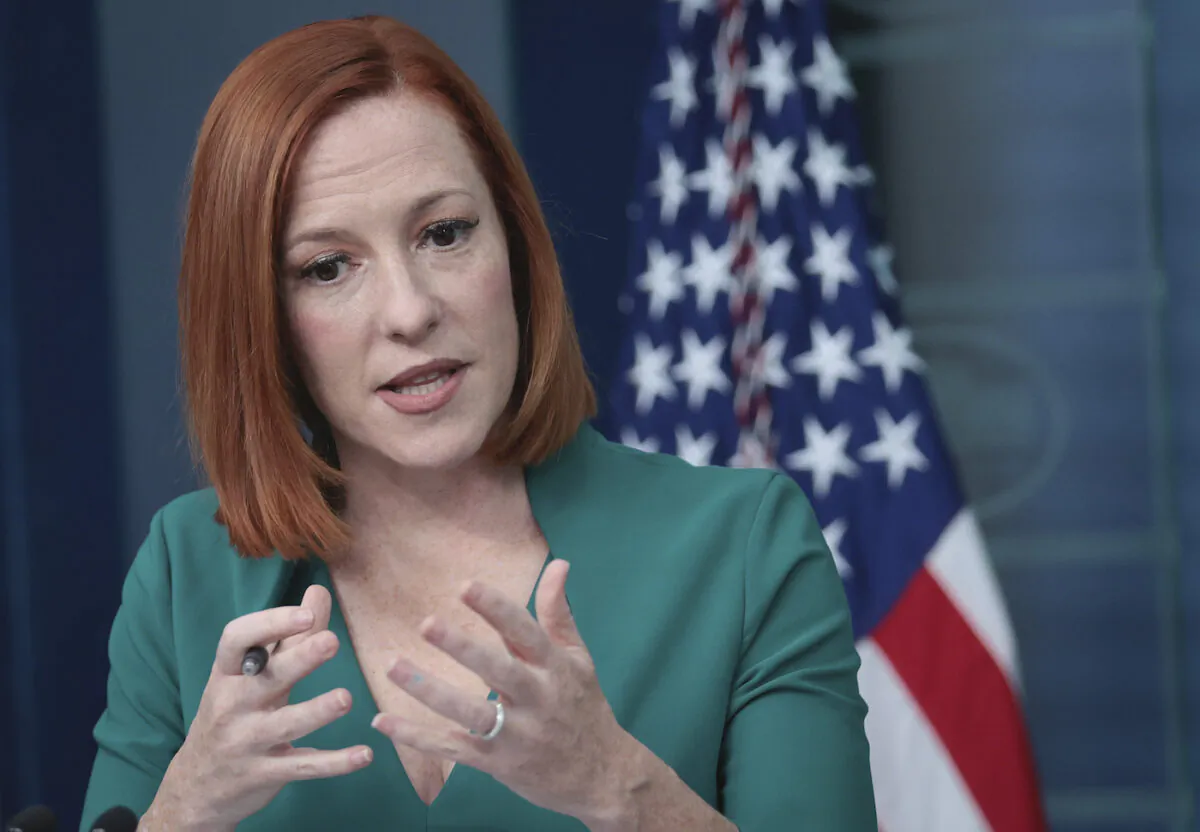 White House press secretary Jen Psaki answers questions during the daily briefing in Washington, on March 17, 2022. (Win McNamee/Getty Images)
