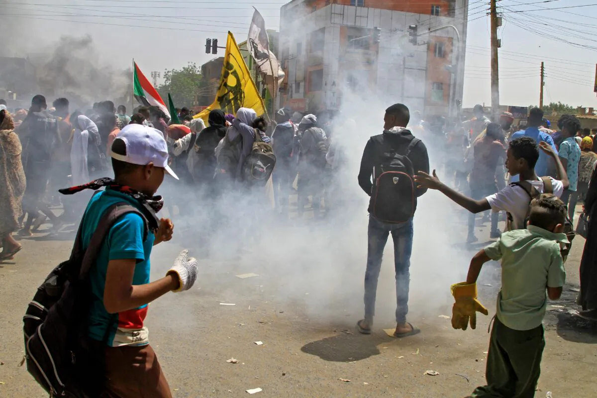 Sudanese protesters take part in ongoing demonstrations calling for civilian rule and denouncing the military administration, in Sudan's capital Khartoum, on March 14, 2022. (AFP via Getty Images)