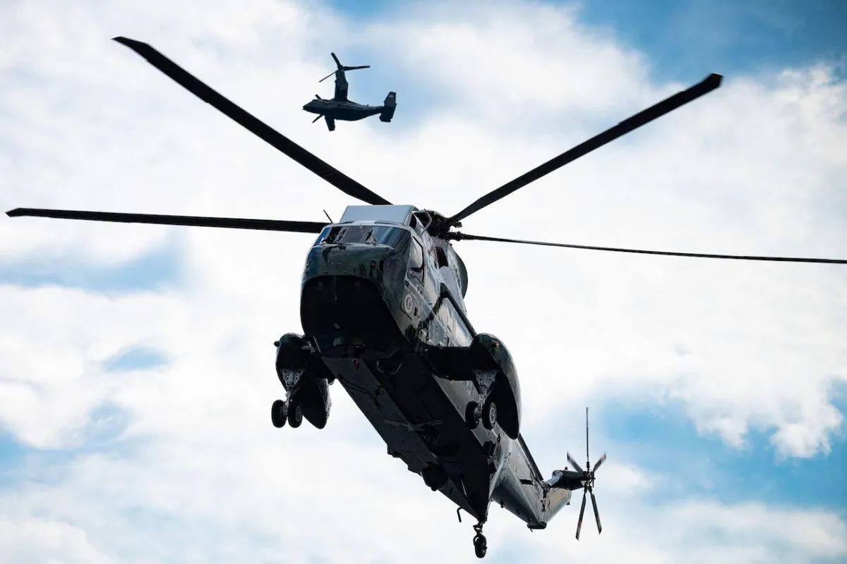 File photo of a V-22 Osprey near the Wall Street Landing Zone in New York, N.Y., on Aug 14, 2020. (Jim Watson/AFP via Getty Images)