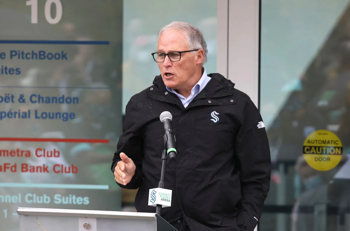 Governor Jay Inslee in Seattle, Washington, on Oct. 22, 2021. (Bruce Bennett/Getty Images)