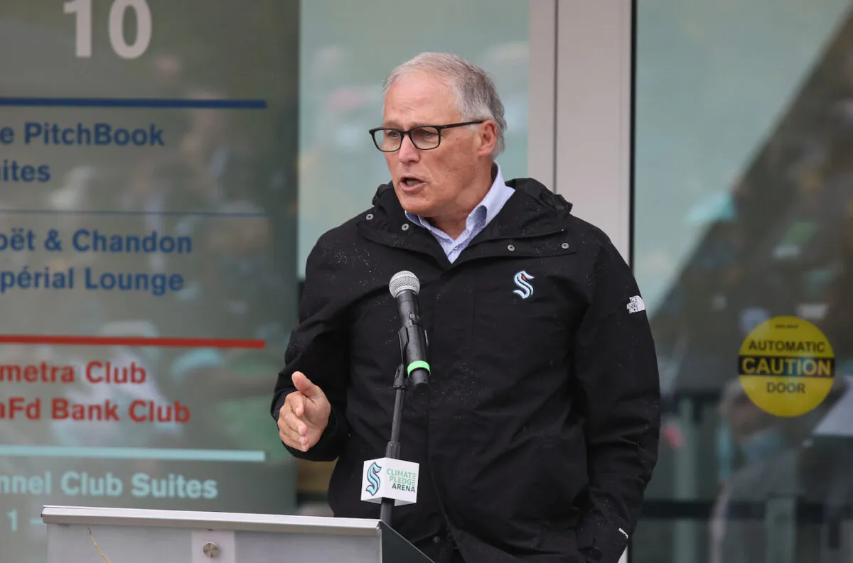 Governor Jay Inslee in Seattle, Wash., on Oct. 22, 2021. (Bruce Bennett/Getty Images)