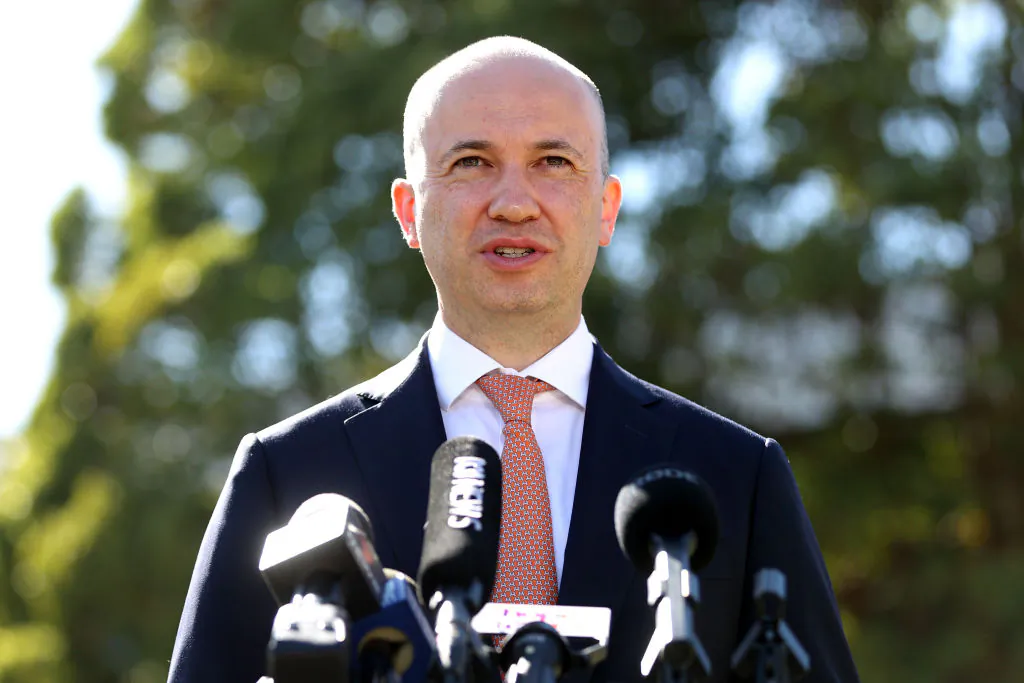 Matt Kean speaks during a press conference in Randwick in Sydney, Australia, on Oct. 18, 2021. (Brendon Thorne/Getty Images)