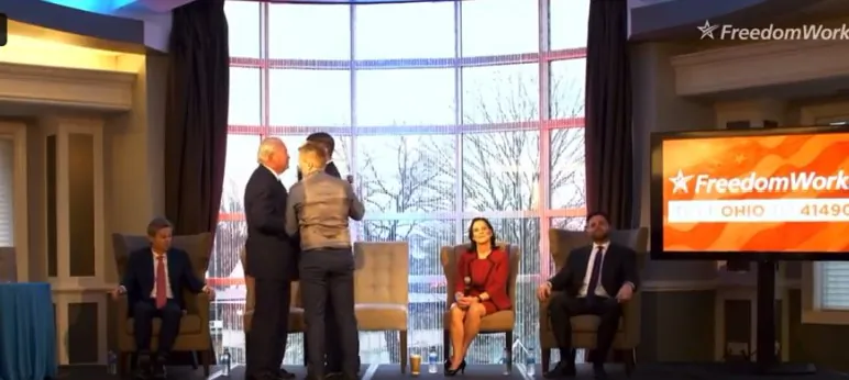 Mike Gibbons and Josh Mandel—leading candidates in the Ohio GOP U.S. Senate race—were involved in an on-stage altercation at a Friday debate. (Photo courtesy of FreedomWorks)
