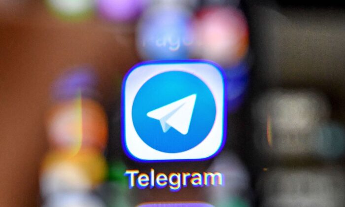 The icon of the Telegram messaging app. (Yuri Kadobnov/AFP via Getty Images)