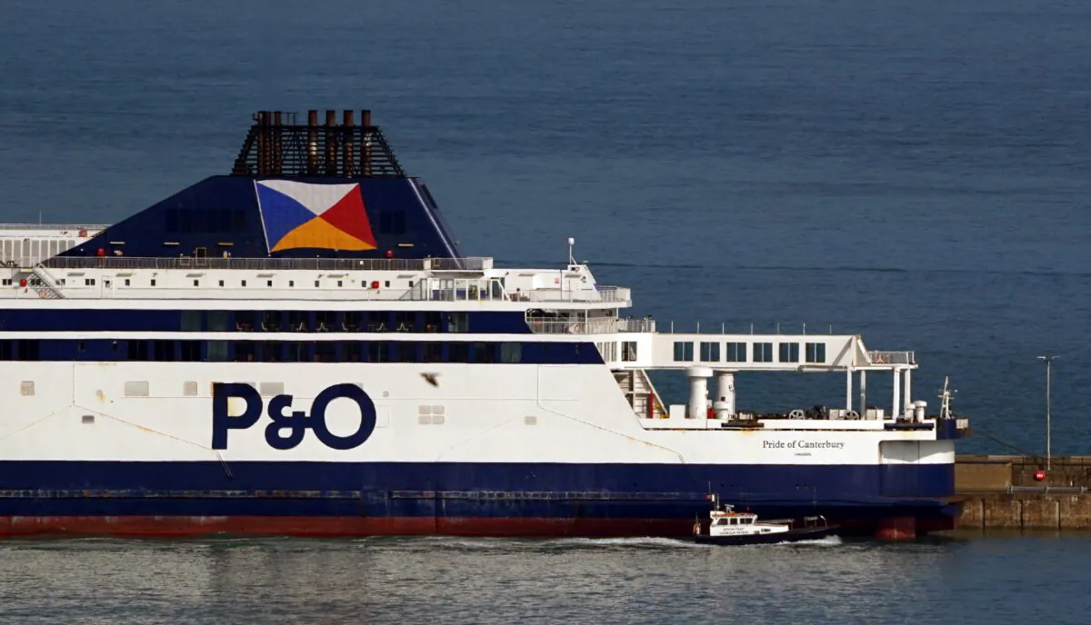 A P&O ferry remains moored at the Port of Dover in Kent, southeast England, in an undated file photo. (Gareth Fuller/PA)