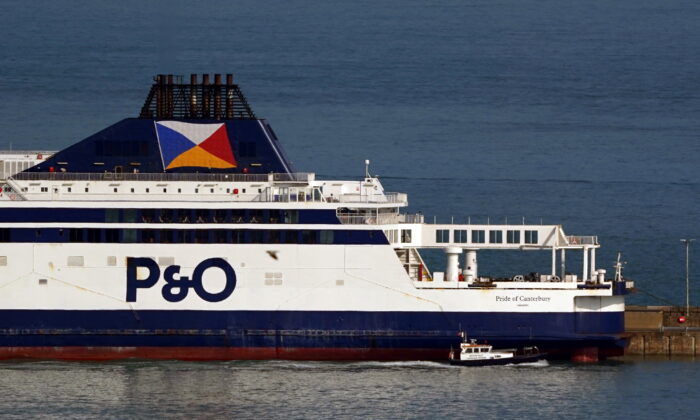 A P&O ferry remains moored at the Port of Dover in Kent, southeast England, in an undated file photo. (Gareth Fuller/PA)