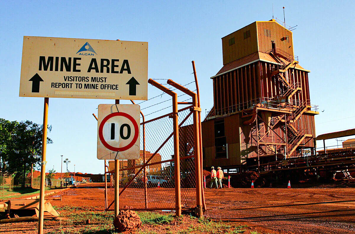 The Alcan Gove bauxite mine and alumina processing plant is the largest industrial undertaking in the Northern Territory, Australia on Dec. 3, 2005. (Torsten Blackwood/AFP via Getty Images)