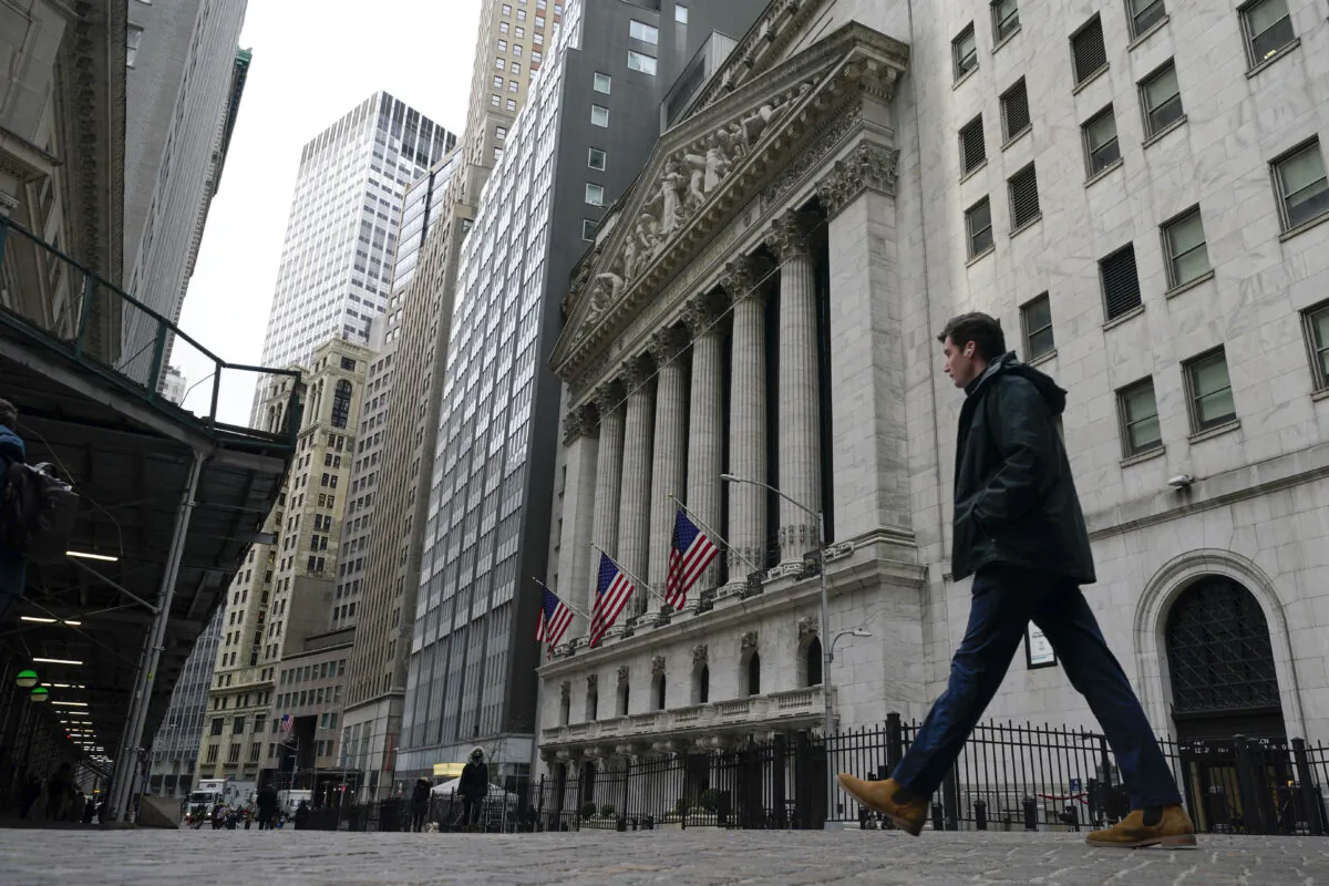 The New York Stock Exchange is seen in New York on Feb. 24, 2022.  (Seth Wenig/AP Photo)