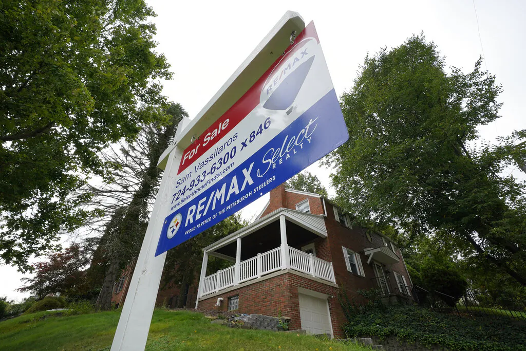 A home for sale in Mount Lebanon, Pa., on Sept. 21, 2021. (Gene J. Puskar/AP Photo)