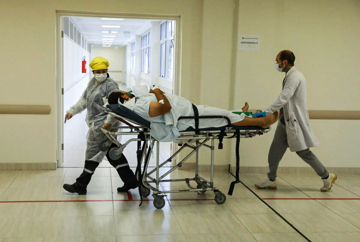 A patient is wheeled inside a hospital in Brazil in a file image. (Rodrigo Paiva/Getty Images)