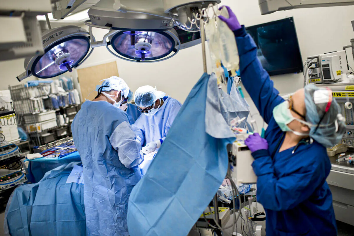 Doctors perform a kidney transplant at Johns Hopkins Hospital in Baltimore, on June 26, 2012.  (Brendan Smialowski/AFP/GettyImages)