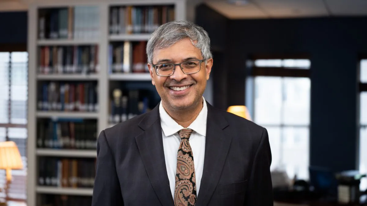 Stanford University Professor of Medicine Dr. Jay Bhattacharya, a founding fellow of Hillsdale College's Academy for Science and Freedom, at the Hillsdale College Kirby Center in Washington on March 17, 2022. (Bao Qiu/The Epoch Times)